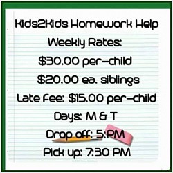 Kids2Kids Homework Help is a YNARS4KIDS program located in Montgomery County, MD.